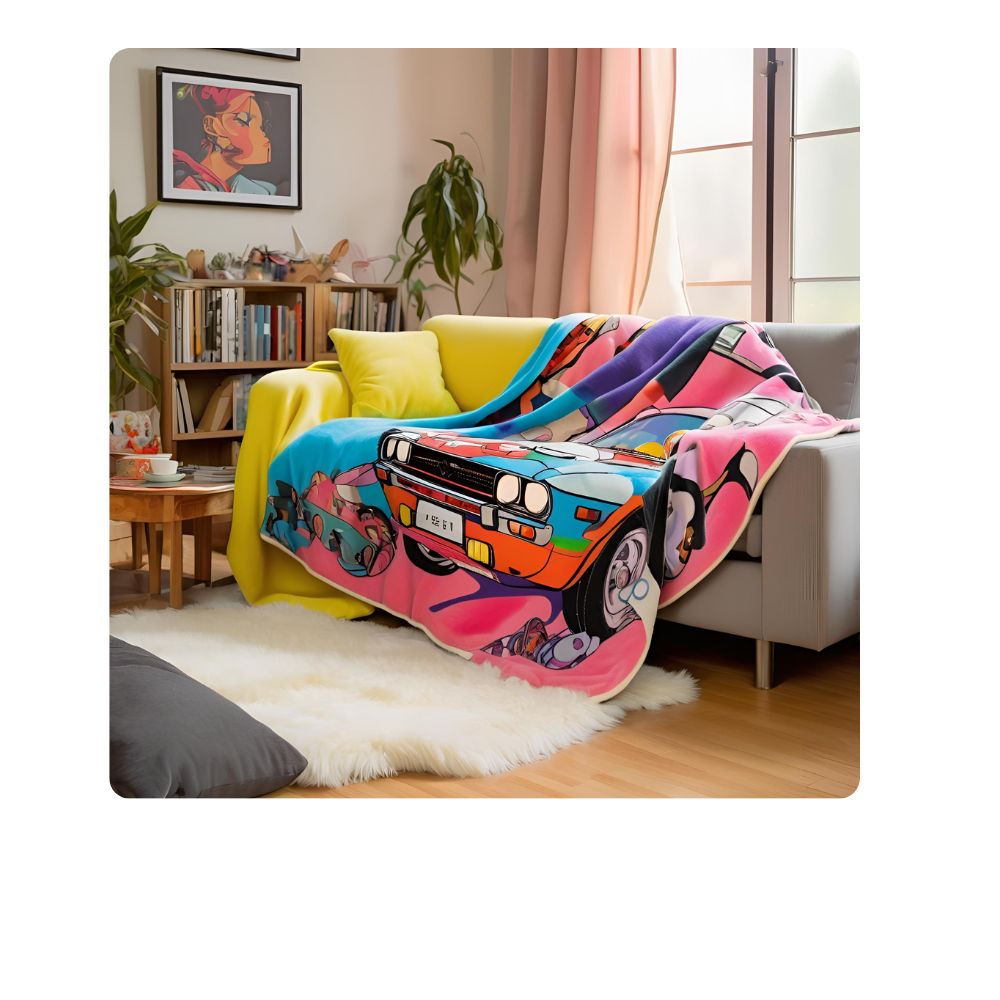 Fleece Blankets with anime-meets-JDM car Carmune Collection