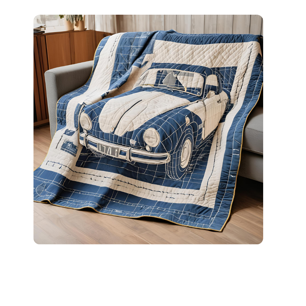 Quilt Blankets with car blueprint designs Mechanic Lounge Carmune Collection